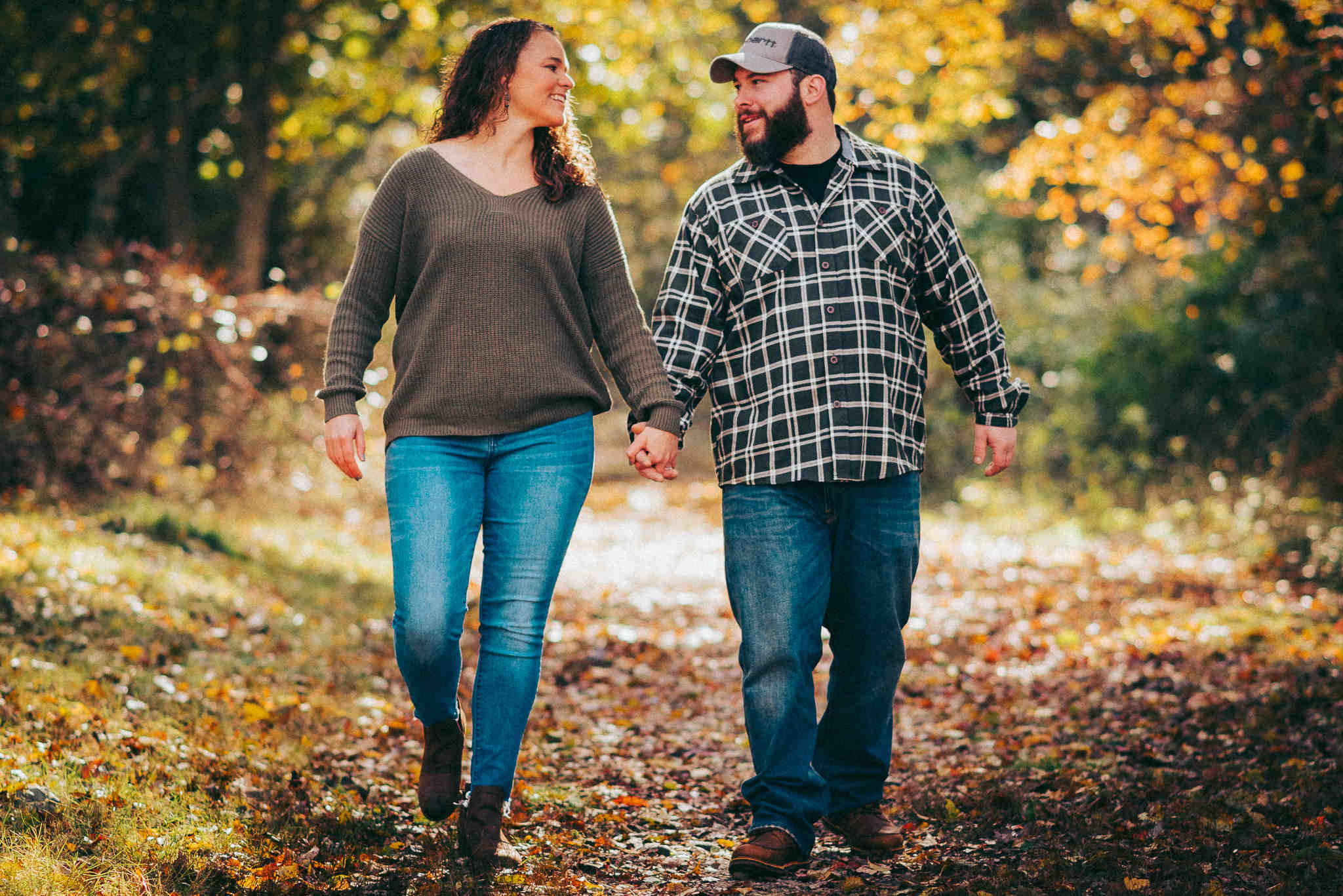 Engaged couple at Groton's Haley Farm State Park engagement session
