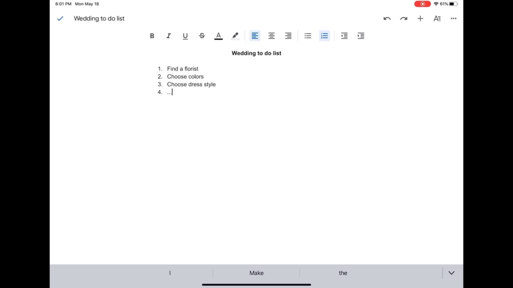 Google Docs allows you to write documents such as guest lists, invitation drafts (it has a spell-checker), and menu options.