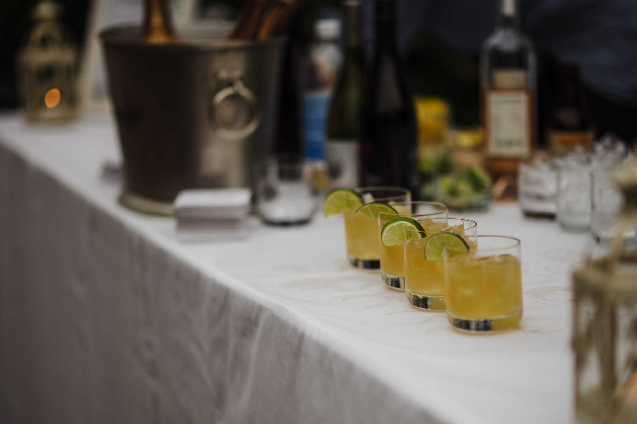 Drinks available for guests during a wedding at Stone Acres Farm.