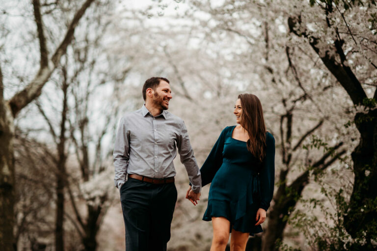 New Haven CT Cherry Blossom Engagement Session